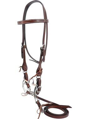 Premium Working Tack Browband Bridle Set with Stainless Steel Bit & Leather